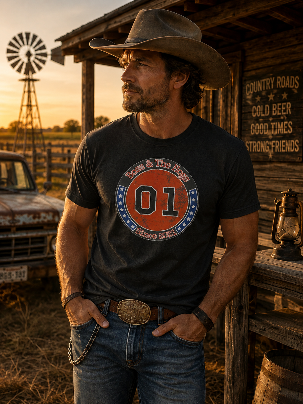 Boss & the Hogs "01" black t-shirt