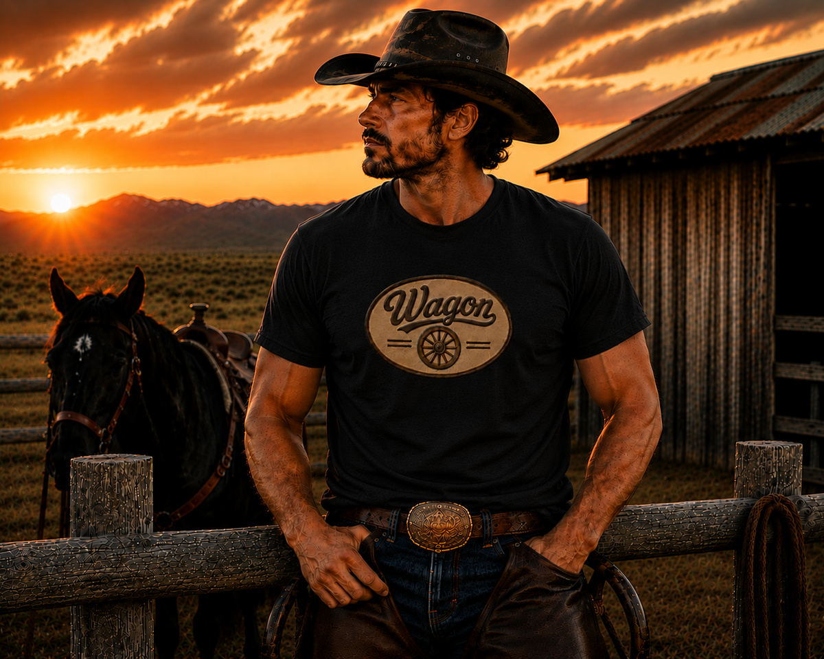 The "Wagon Wheel" black t-shirt