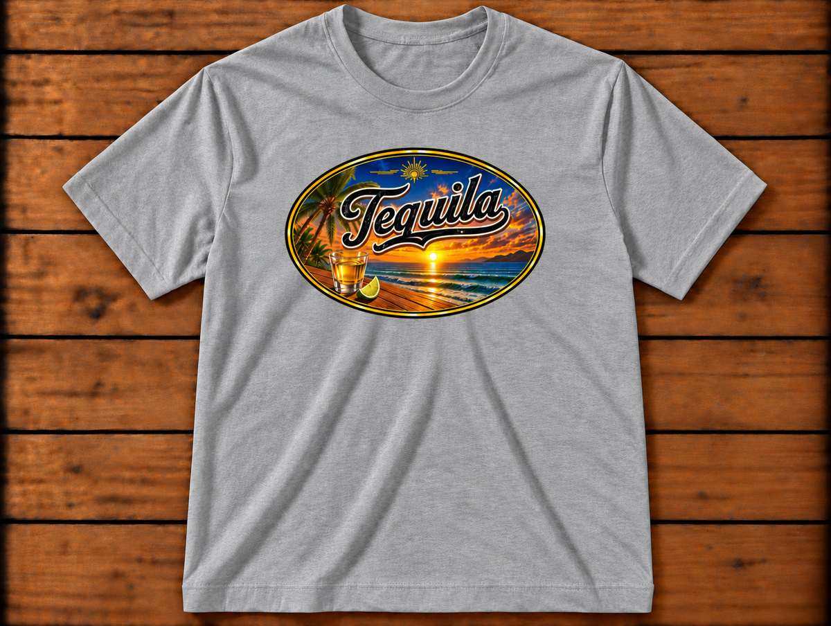 The "Tequila Sunrise" grey t-shirt