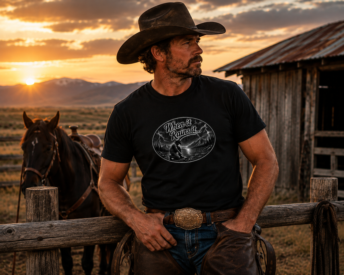 The "When it Rains" black t-shirt