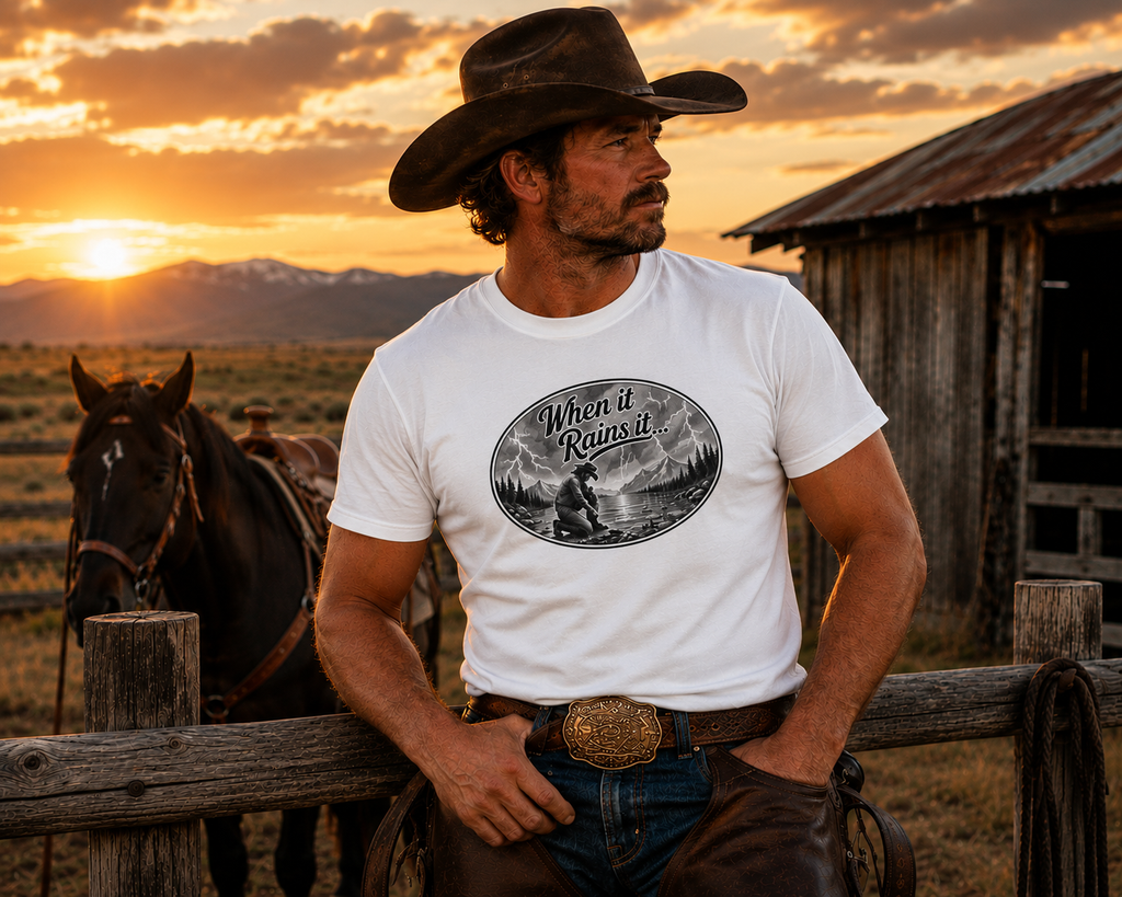 The "When it Rains" white t-shirt