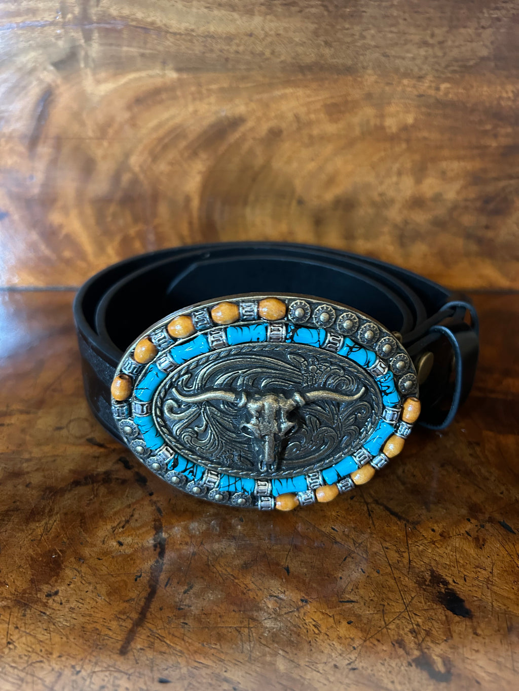 Sequin Cow Black Belt