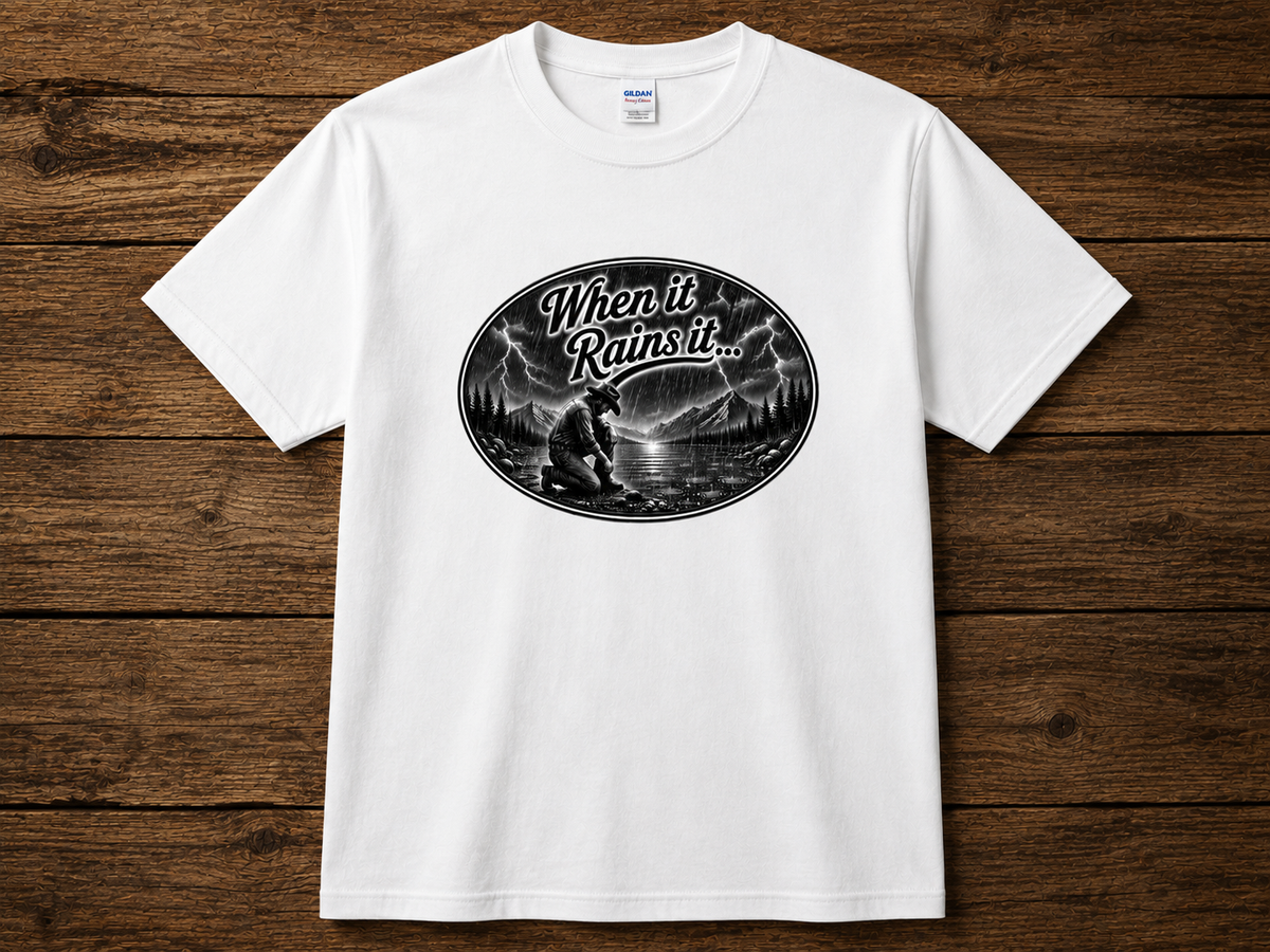 The "When it Rains" black t-shirt
